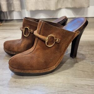 Gucci brown suede mules